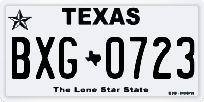 TX license plate BXG0723