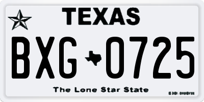 TX license plate BXG0725