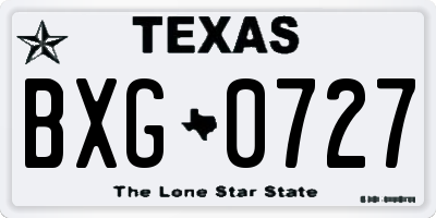 TX license plate BXG0727