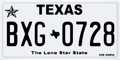 TX license plate BXG0728