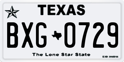 TX license plate BXG0729