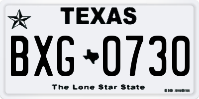 TX license plate BXG0730