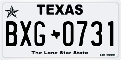 TX license plate BXG0731