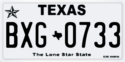TX license plate BXG0733