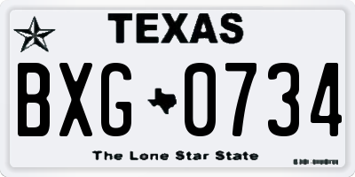 TX license plate BXG0734