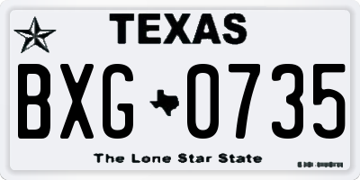 TX license plate BXG0735