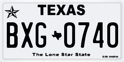TX license plate BXG0740