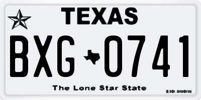 TX license plate BXG0741