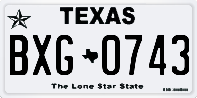 TX license plate BXG0743