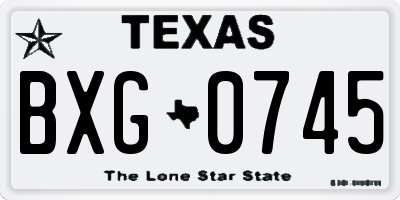 TX license plate BXG0745