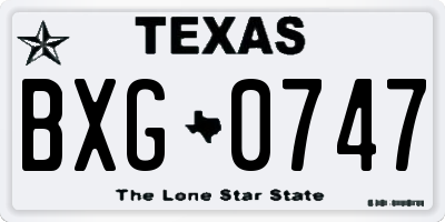 TX license plate BXG0747