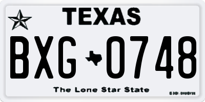TX license plate BXG0748