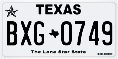 TX license plate BXG0749