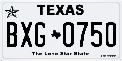 TX license plate BXG0750