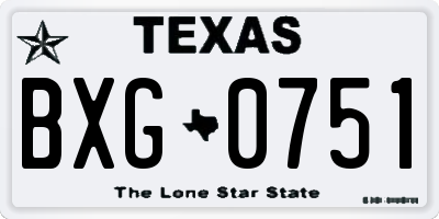 TX license plate BXG0751