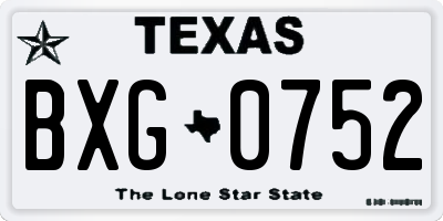 TX license plate BXG0752