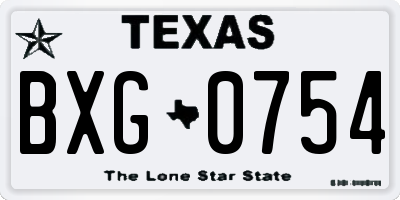 TX license plate BXG0754