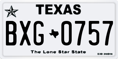 TX license plate BXG0757