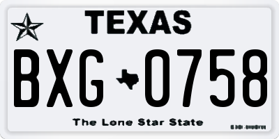 TX license plate BXG0758
