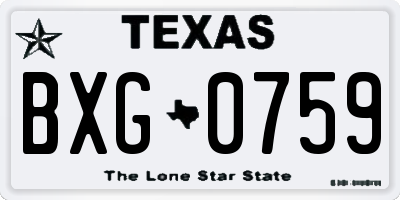 TX license plate BXG0759