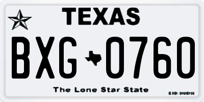 TX license plate BXG0760
