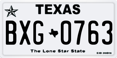 TX license plate BXG0763