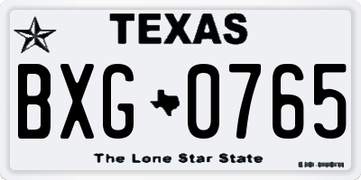 TX license plate BXG0765
