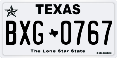 TX license plate BXG0767