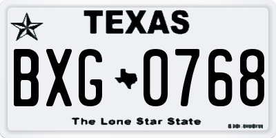 TX license plate BXG0768
