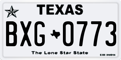 TX license plate BXG0773
