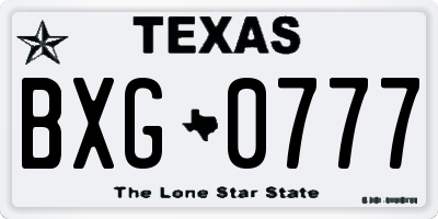TX license plate BXG0777