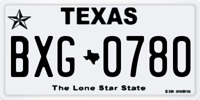 TX license plate BXG0780