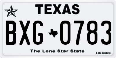 TX license plate BXG0783