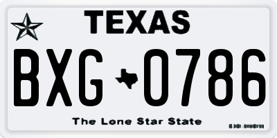 TX license plate BXG0786