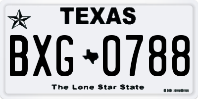 TX license plate BXG0788
