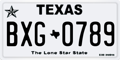 TX license plate BXG0789