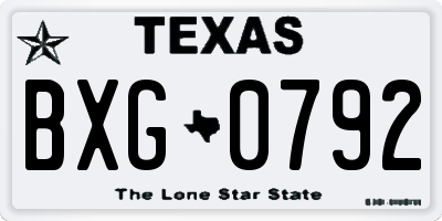 TX license plate BXG0792