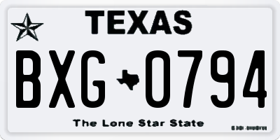 TX license plate BXG0794