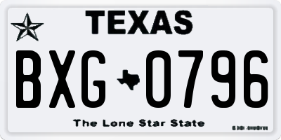 TX license plate BXG0796