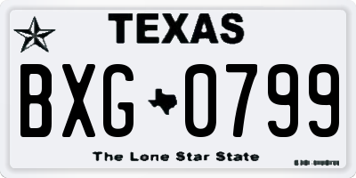 TX license plate BXG0799