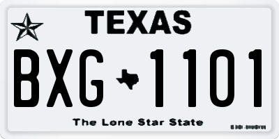 TX license plate BXG1101