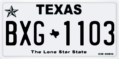 TX license plate BXG1103