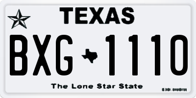 TX license plate BXG1110