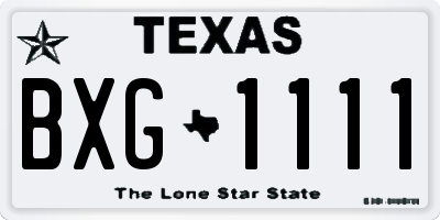 TX license plate BXG1111