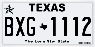TX license plate BXG1112