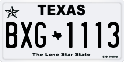 TX license plate BXG1113