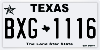 TX license plate BXG1116