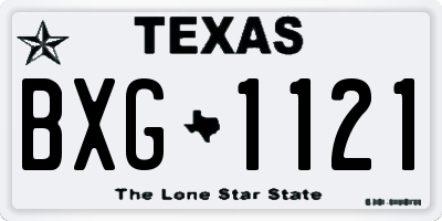TX license plate BXG1121