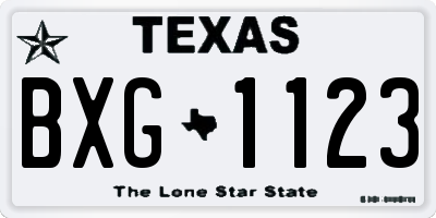 TX license plate BXG1123
