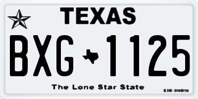 TX license plate BXG1125